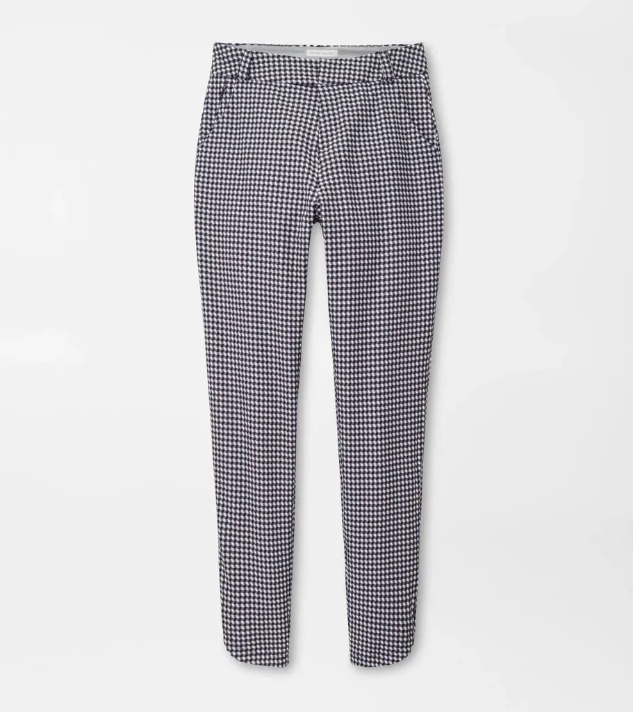 Peter Millar Surge Gingham Print Performance Ankle Trouser - Black