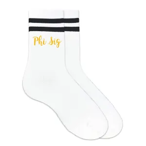 PHI SIG Striped Crew Socks