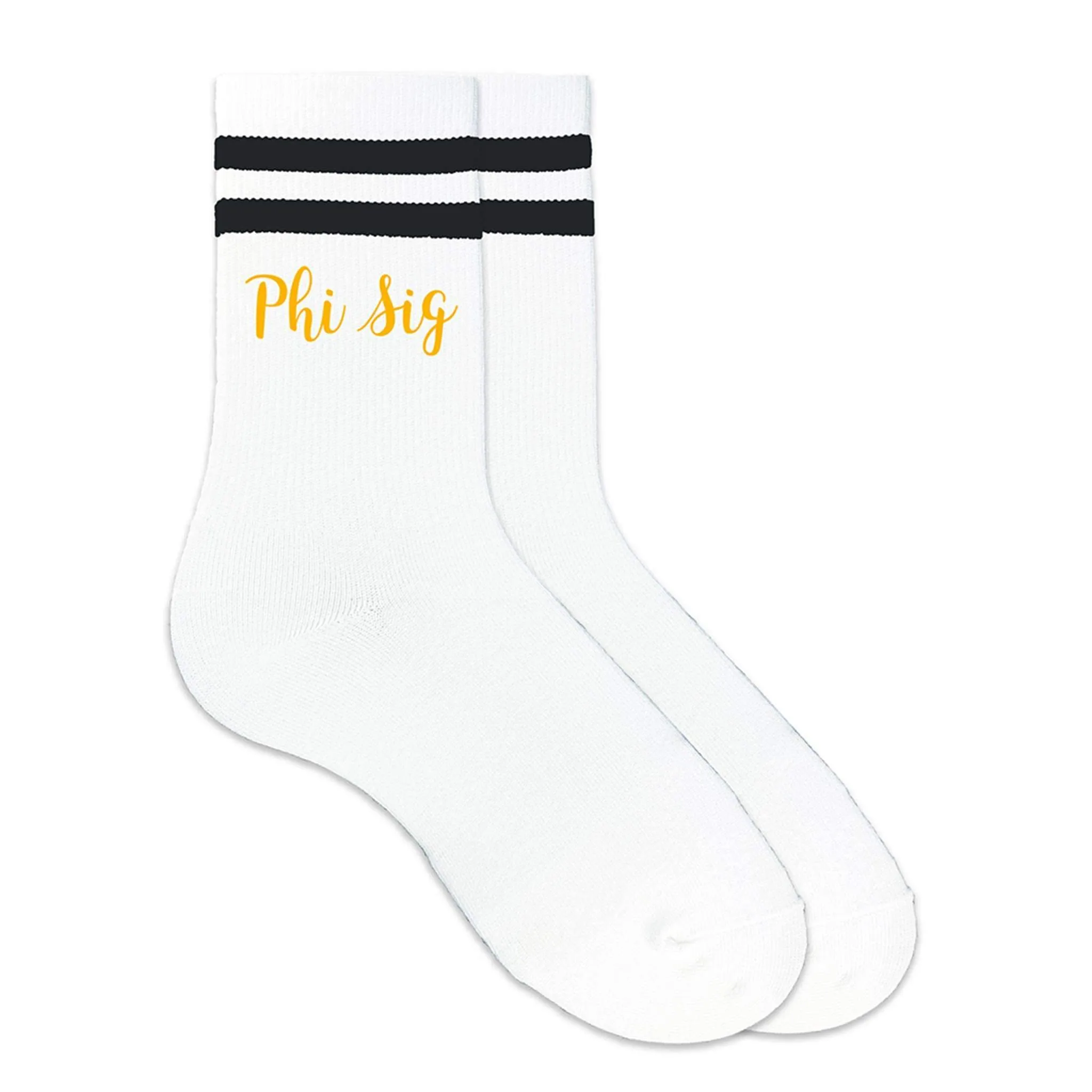 PHI SIG Striped Crew Socks