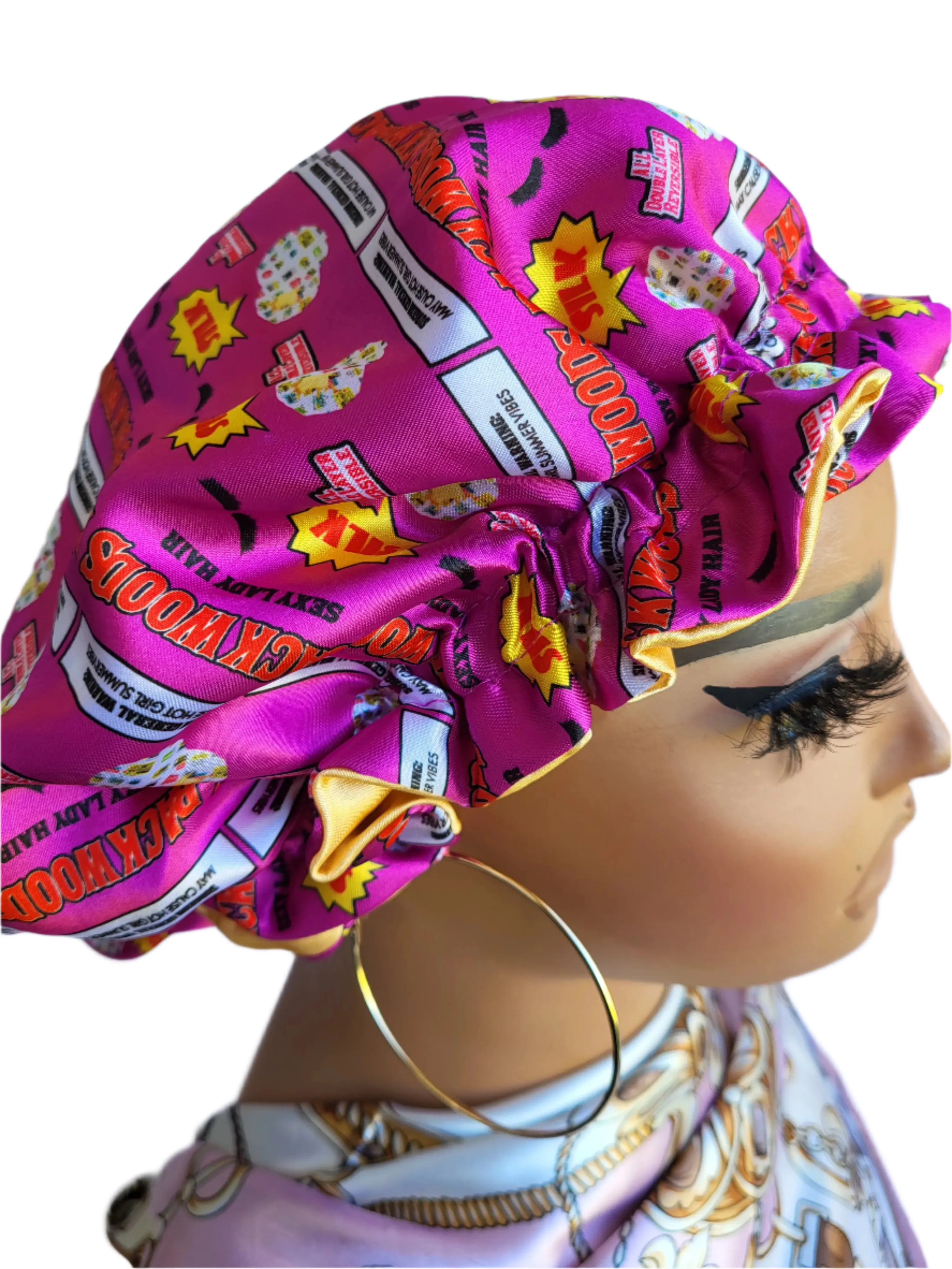 PINK & GOLD VIBES Reversible Sleeping Satin Hair Bonnet