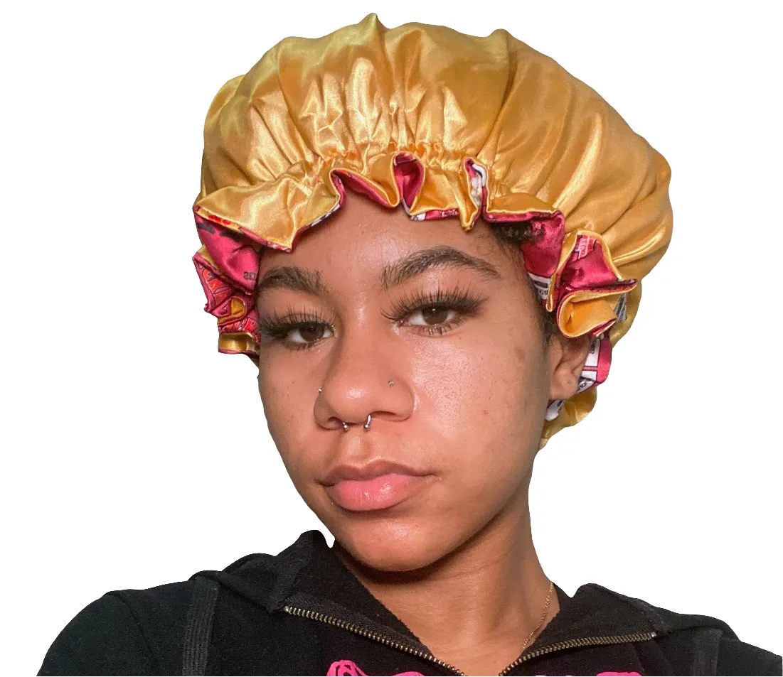 PINK & GOLD VIBES Reversible Sleeping Satin Hair Bonnet