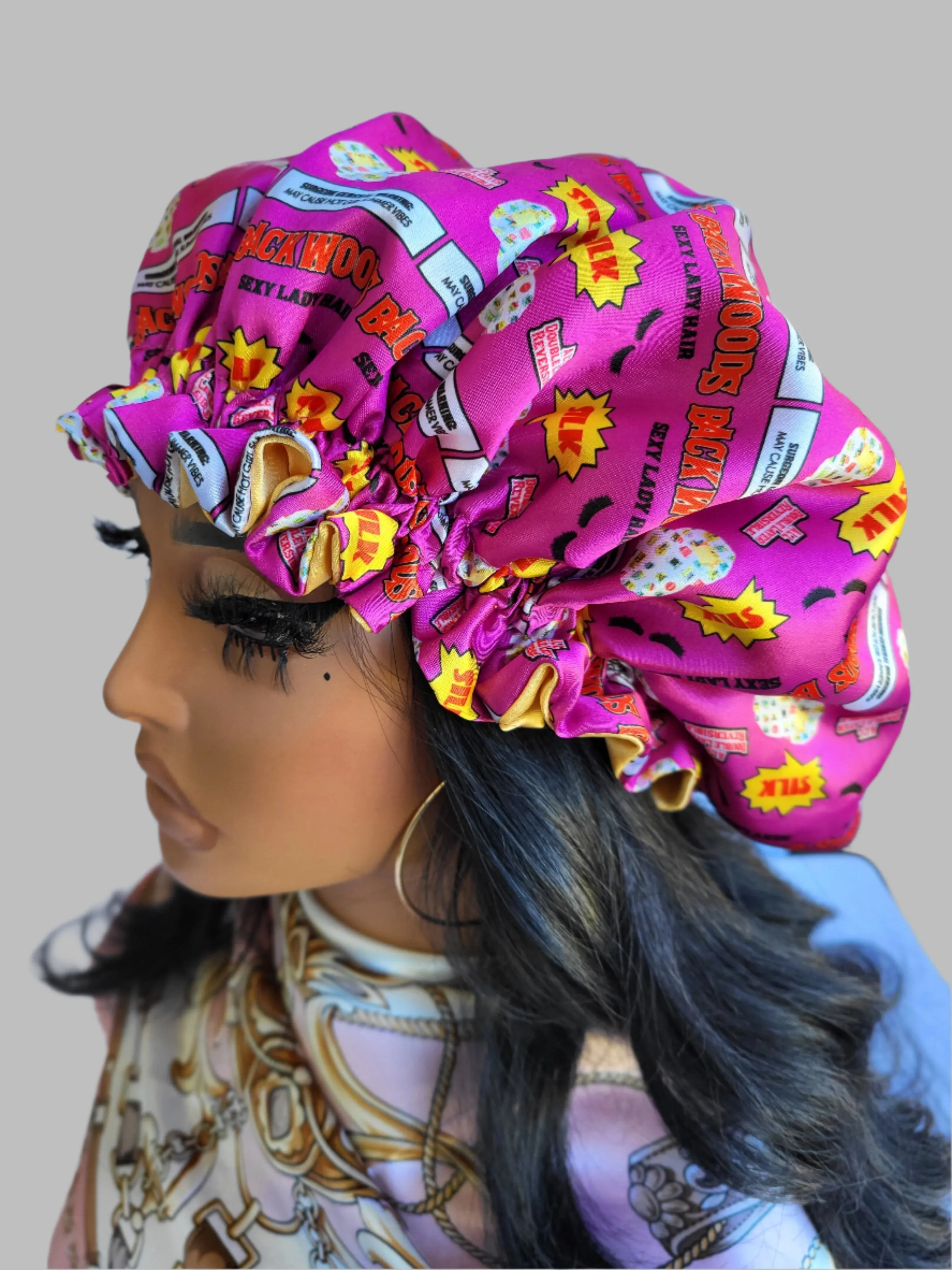 PINK & GOLD VIBES Reversible Sleeping Satin Hair Bonnet