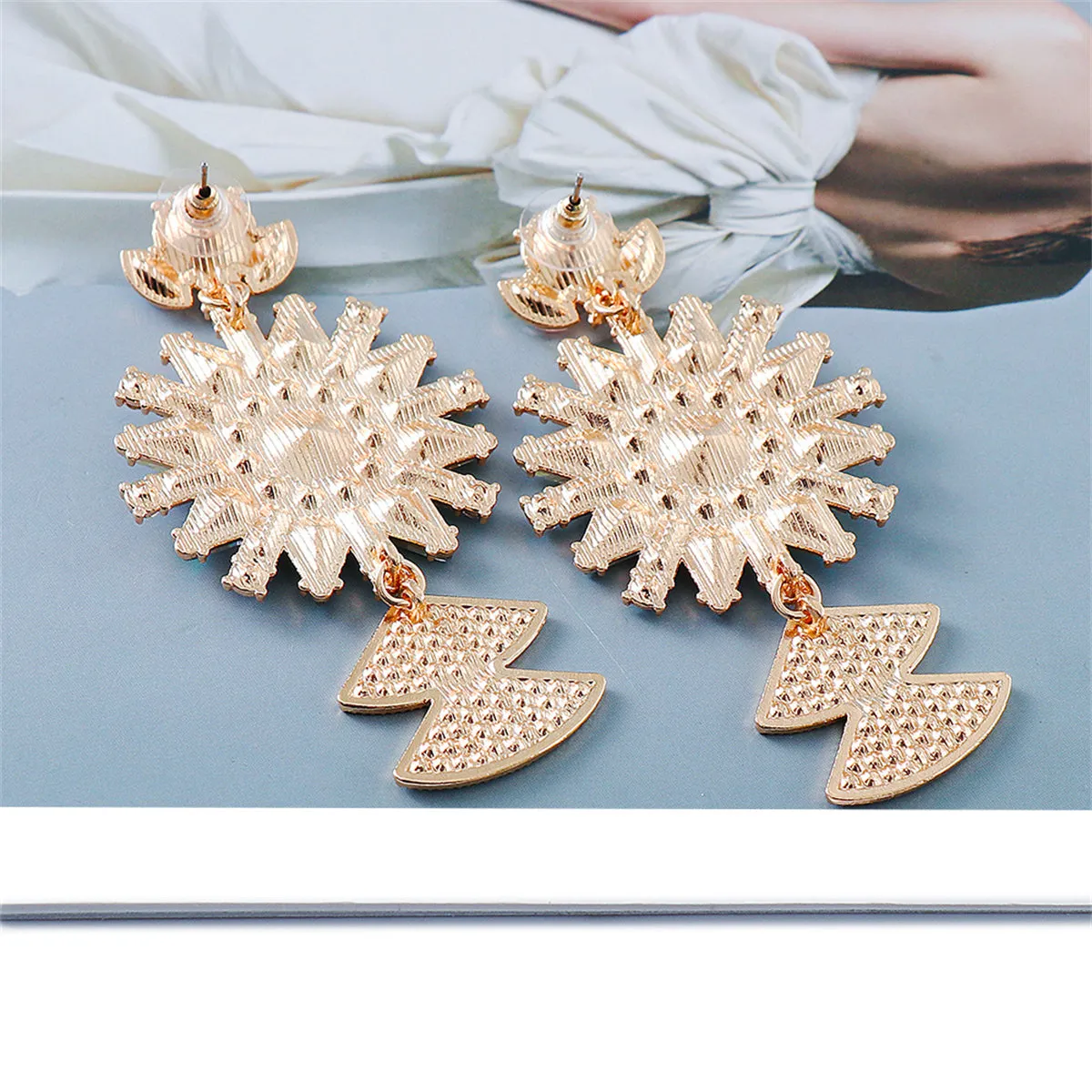 Pink Crystal & Cubic Zirconia 18K Gold-Plated Sunflower Drop Earrings