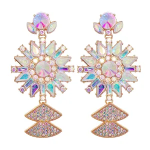 Pink Crystal & Cubic Zirconia 18K Gold-Plated Sunflower Drop Earrings