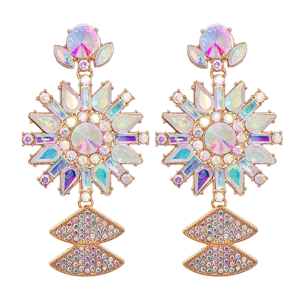 Pink Crystal & Cubic Zirconia 18K Gold-Plated Sunflower Drop Earrings