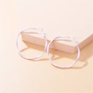Pink Enamel & Silver-Plated Twisted Hoop Earrings