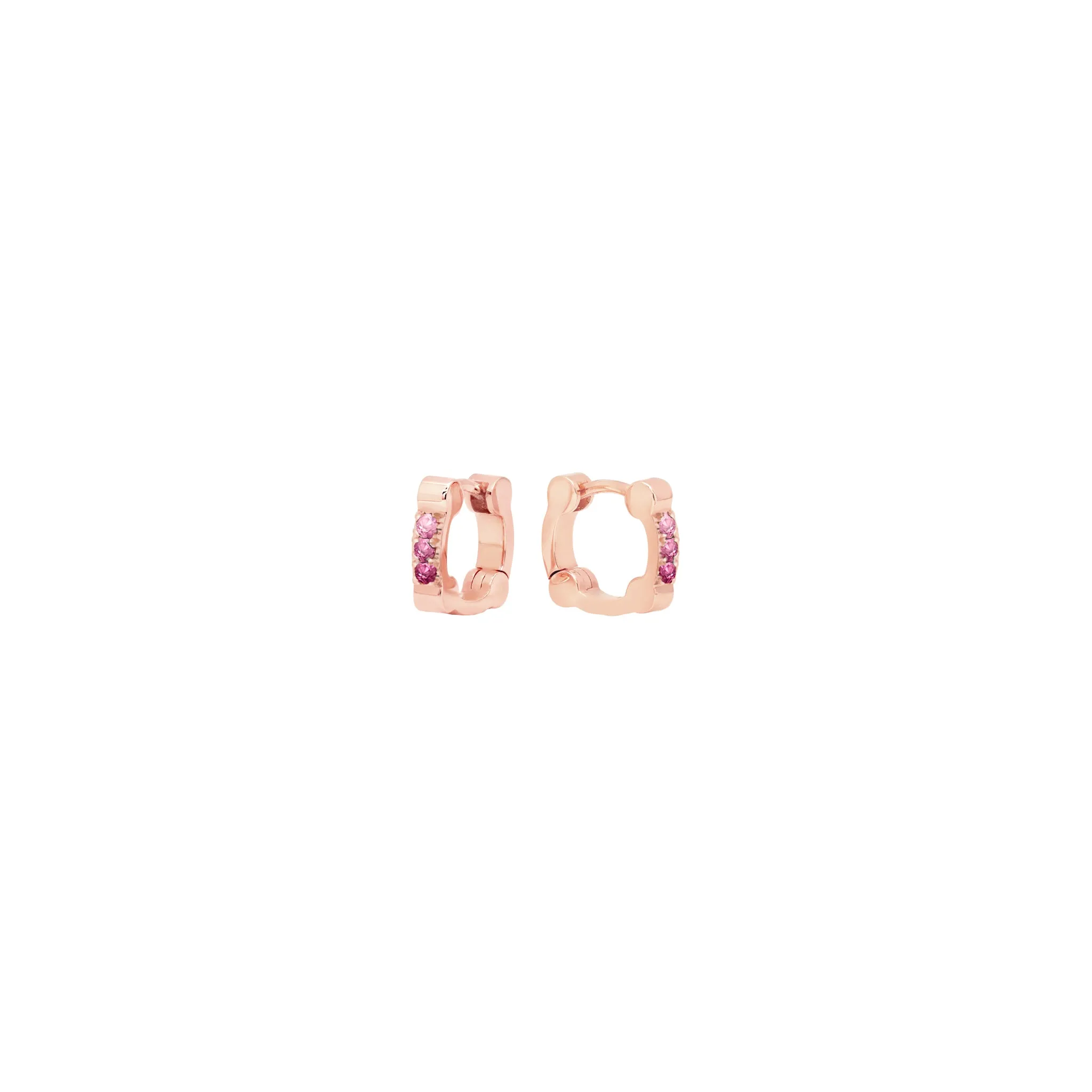Pink Sapphire Cage Huggies | Rose Gold