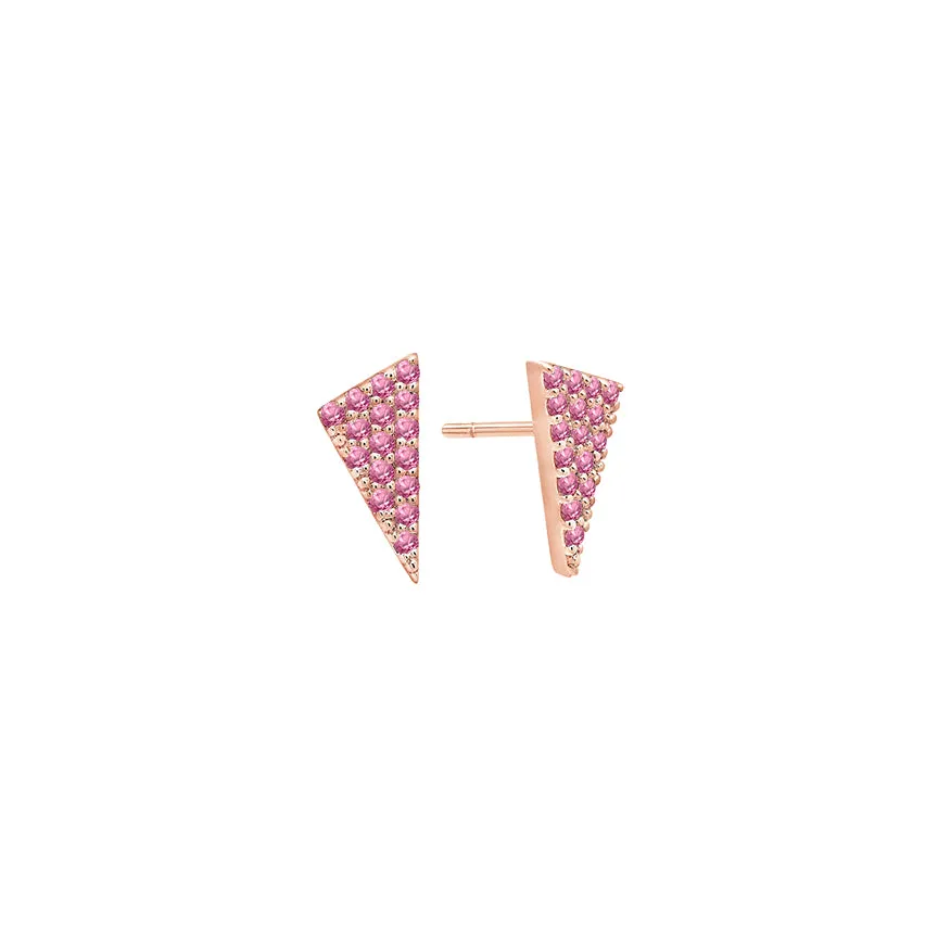 Pink Sapphire Triangle Studs | Rose Gold
