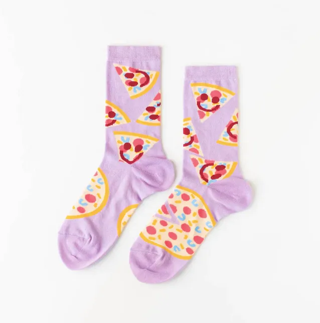 Pizza Face Crew Socks - Women's