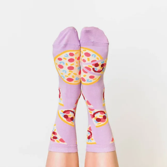 Pizza Face Crew Socks - Women's