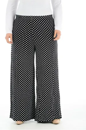Plus Size Black Spot Print Palazzo Trouser