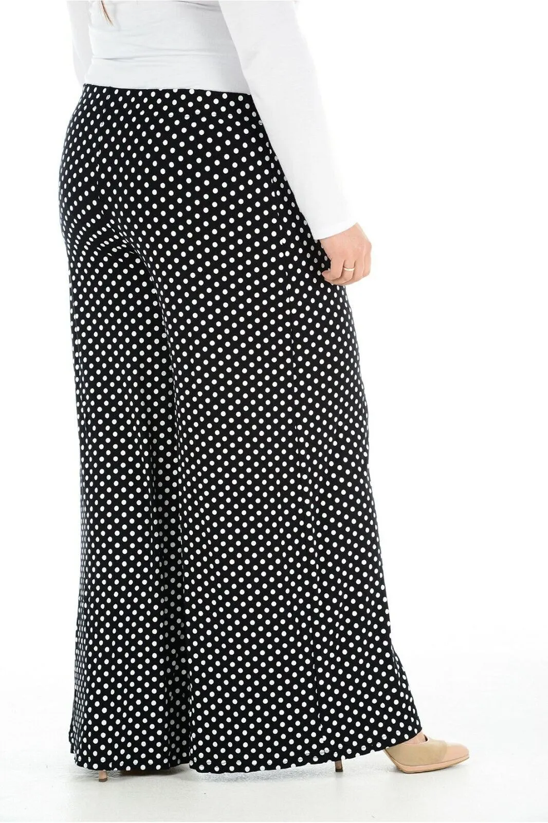 Plus Size Black Spot Print Palazzo Trouser