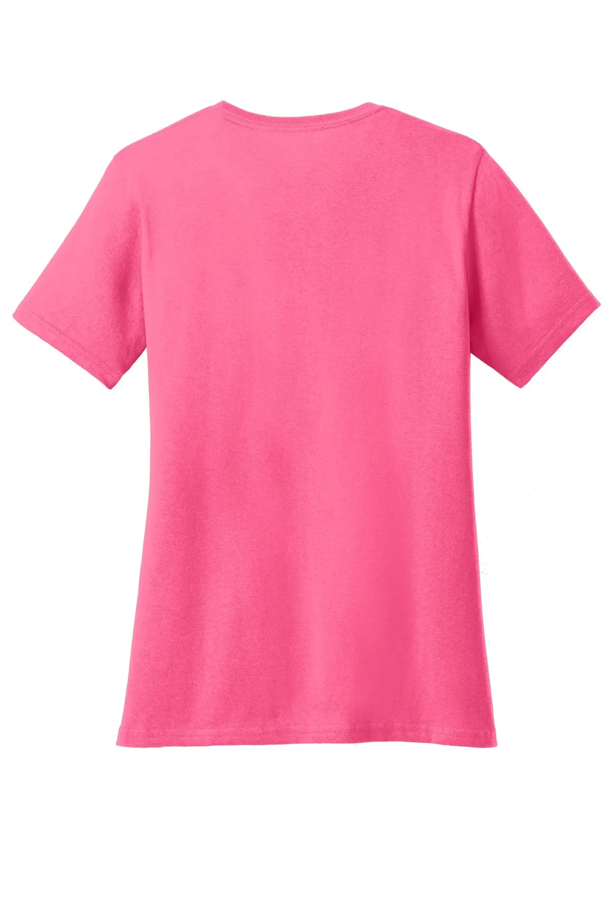 Port & Company Women's Core Cotton V-Neck Tee. LPC54V Neon Pink