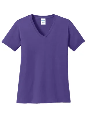 Port & Company Women's Core Cotton V-Neck Tee. LPC54V Purple