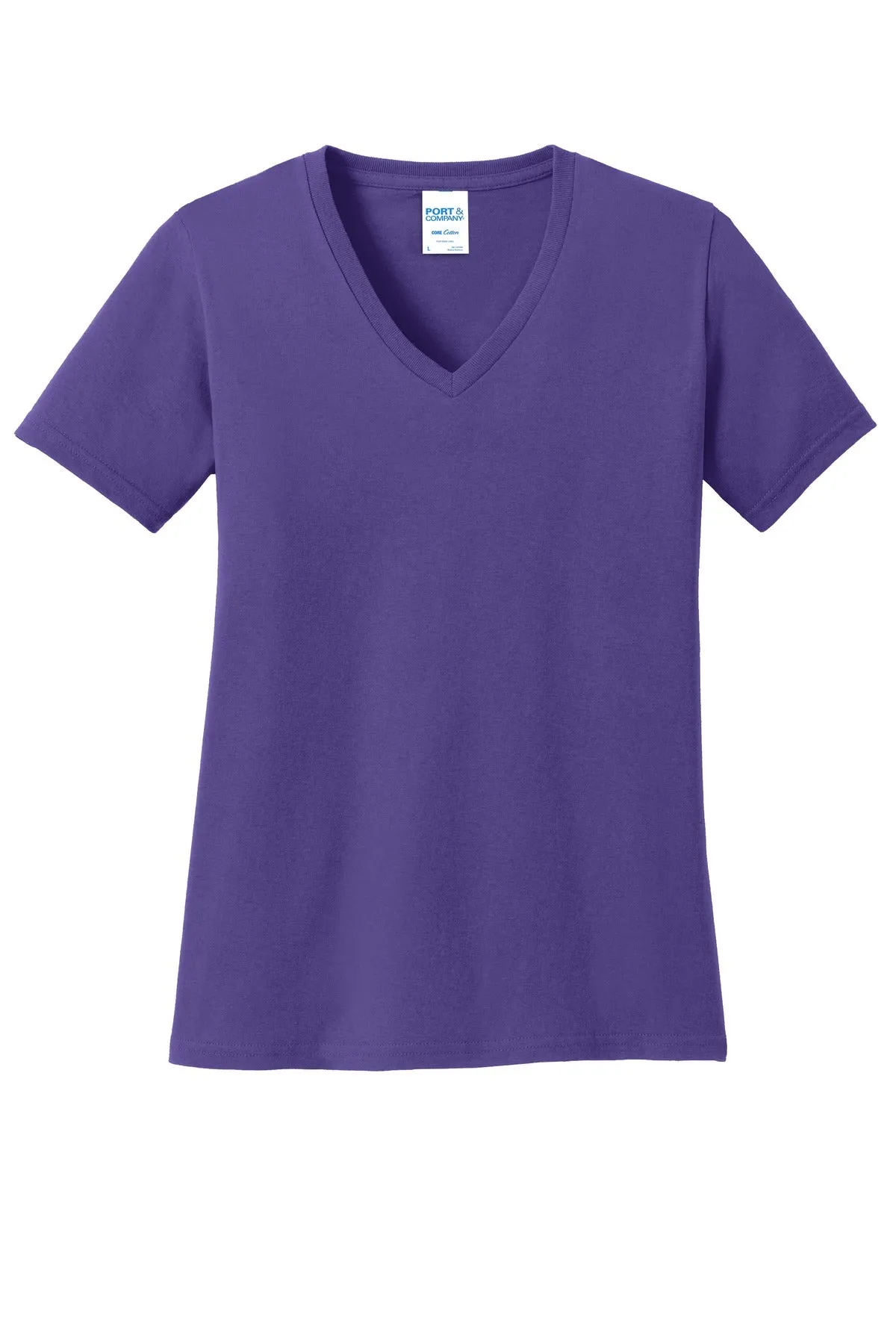 Port & Company Women's Core Cotton V-Neck Tee. LPC54V Purple