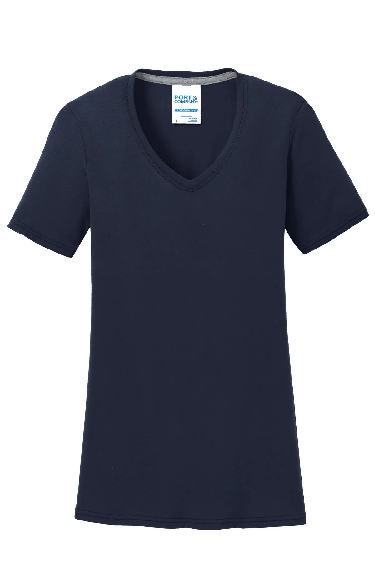 Port & Company Women's Performance Blend V-Neck Tee. LPC381V Deep Navy