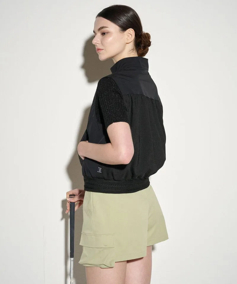 POSHERD Back Shirring Wind Vest - Black