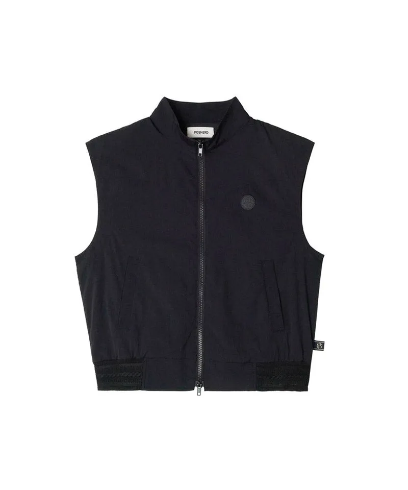 POSHERD Back Shirring Wind Vest - Black