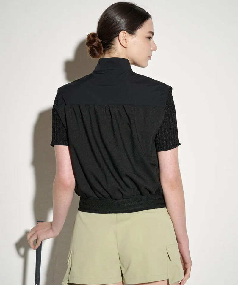 POSHERD Back Shirring Wind Vest - Black