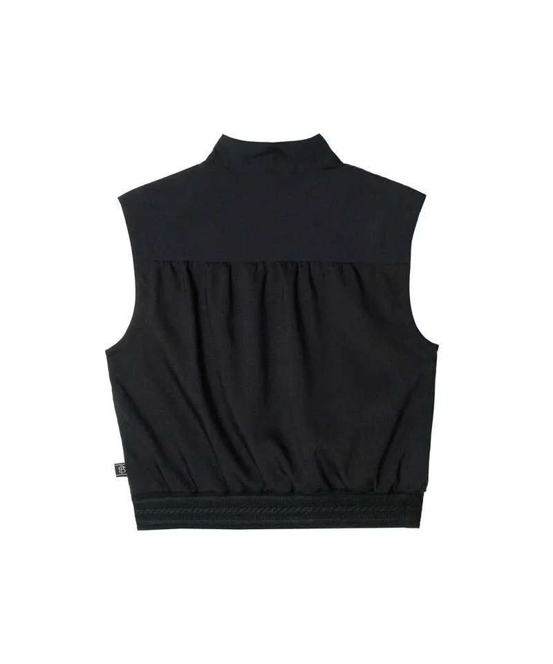 POSHERD Back Shirring Wind Vest - Black