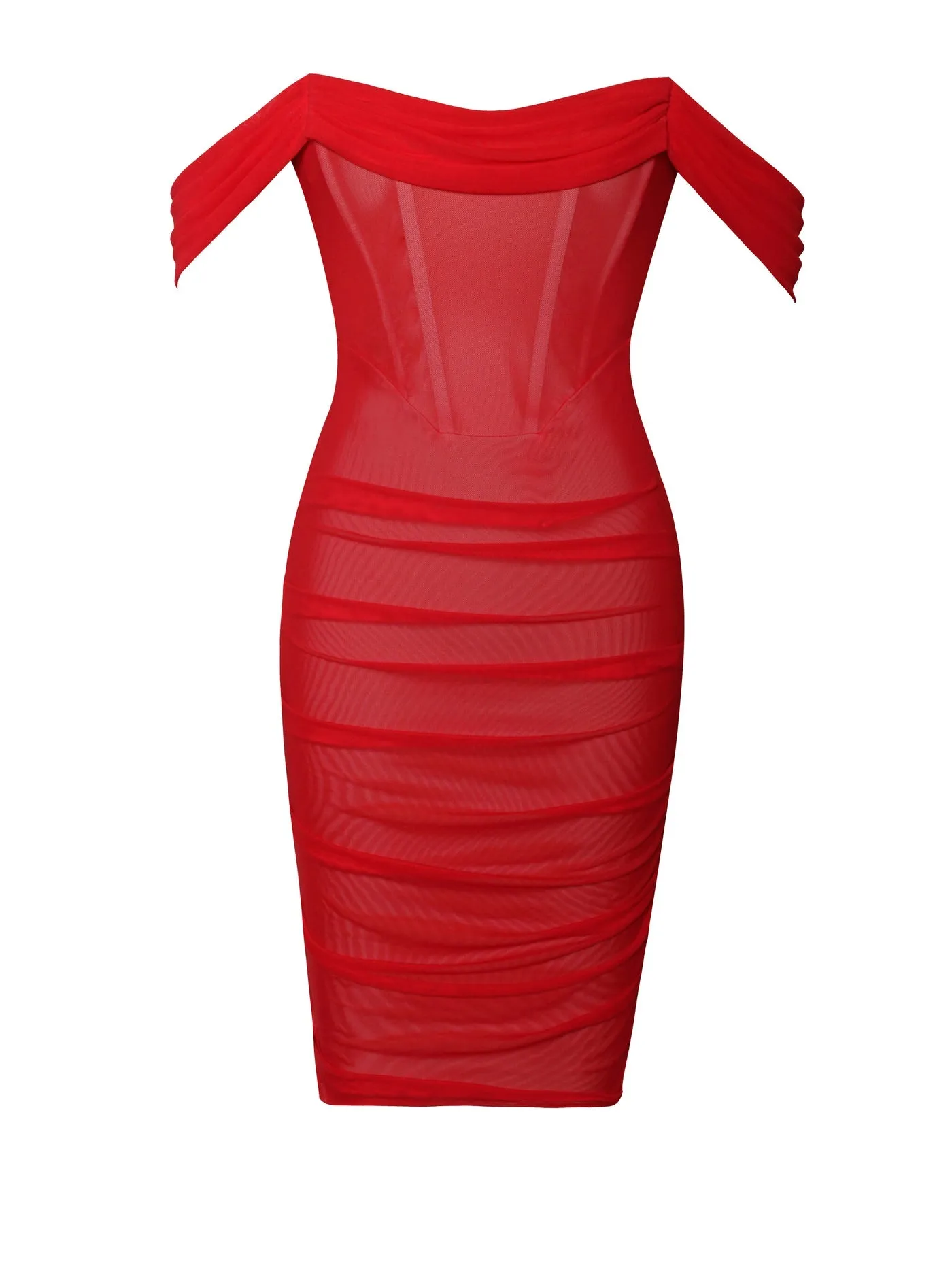 PRE-ORDER Maria Mesh Dress x Red