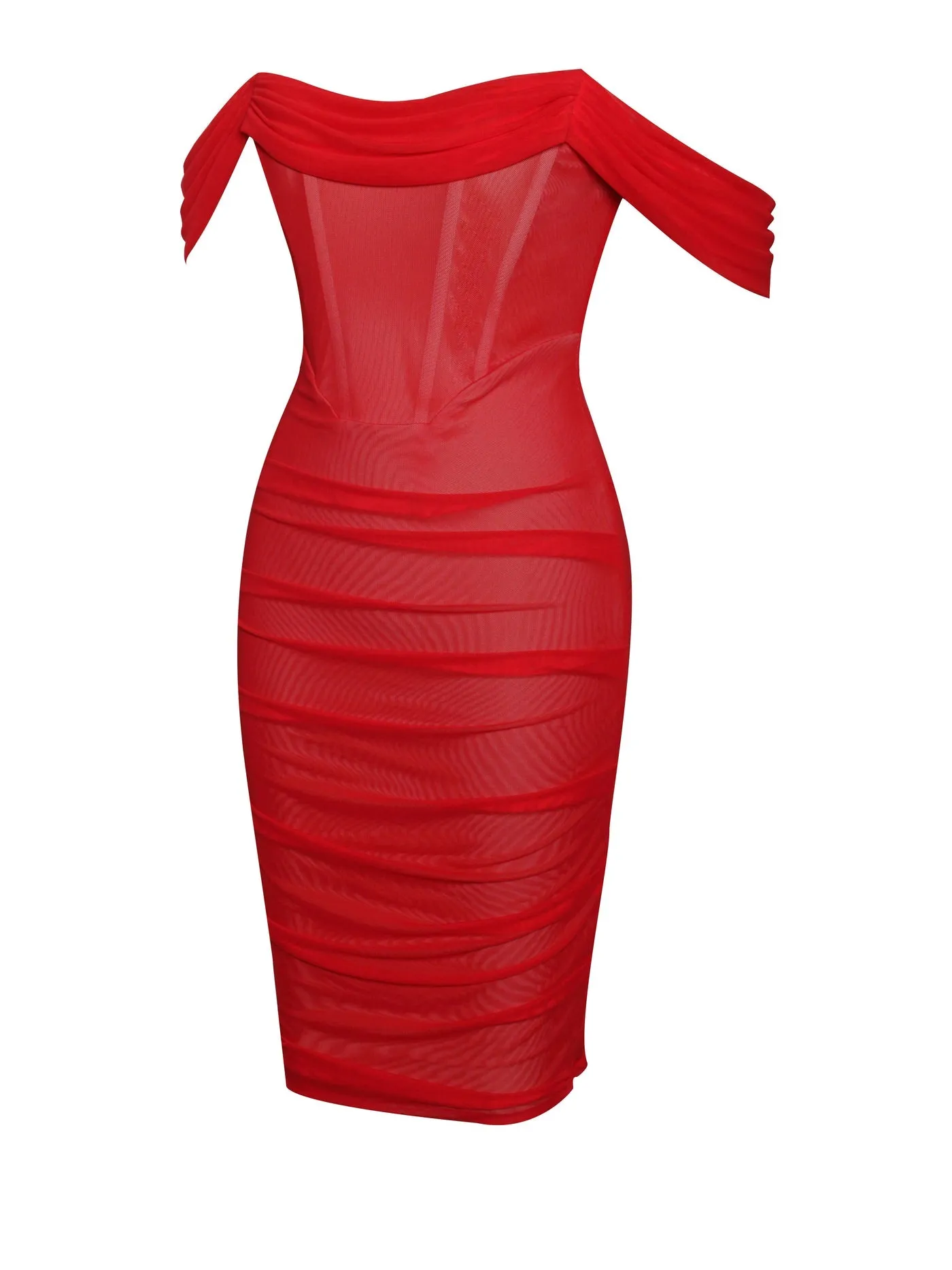 PRE-ORDER Maria Mesh Dress x Red