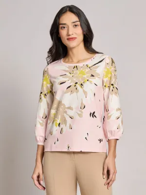 Printed Puff Sleeve Top, Moss Crepe