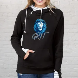 "Lion Grit" Women's Striped Double Hood Pullover