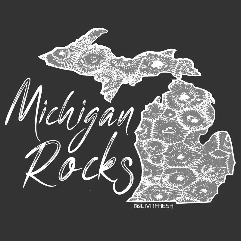 "Michigan Rocks Petoskey Stone" Women's Fleece Funnel Neck Pullover Hoodie