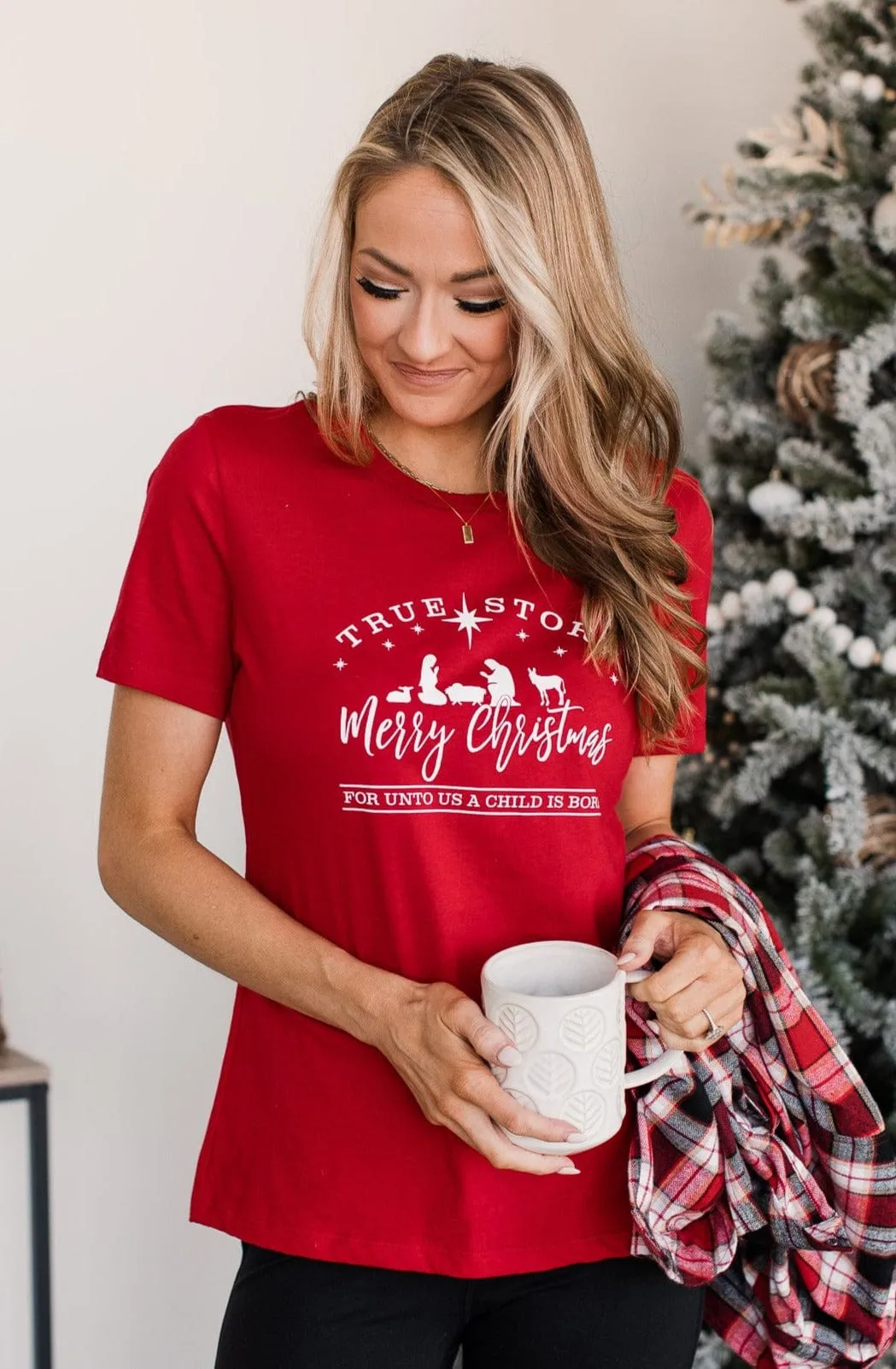 "True Story Merry Christmas" Graphic Tee- Red