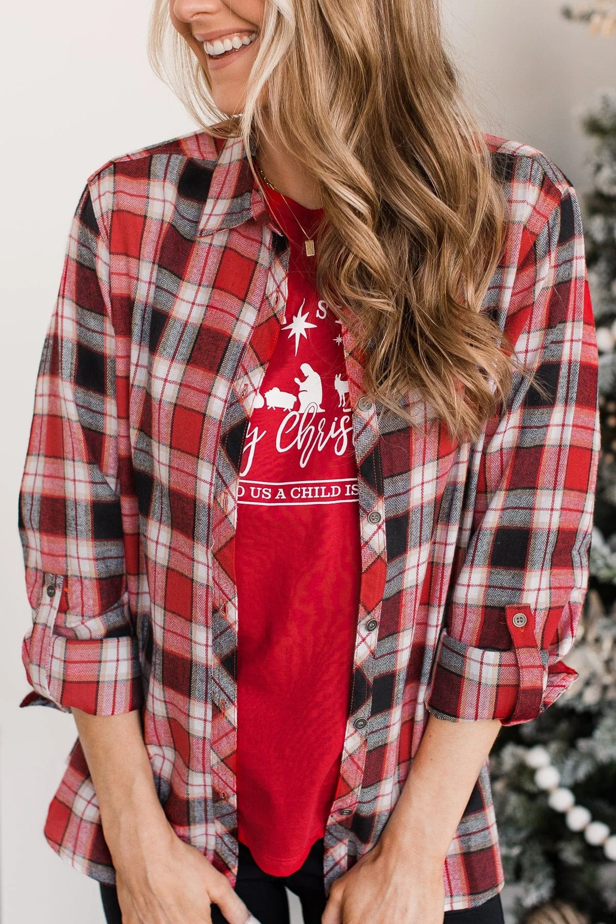 "True Story Merry Christmas" Graphic Tee- Red