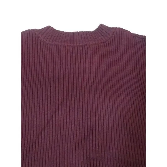 Rachel Rachel Roy Women's Tassel Trim Crew Neck Sweater Burgundy 2X