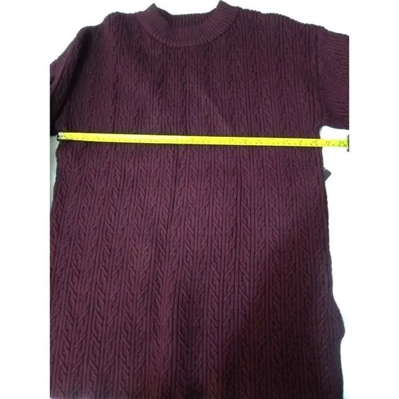 Rachel Rachel Roy Women's Tassel Trim Crew Neck Sweater Burgundy 2X