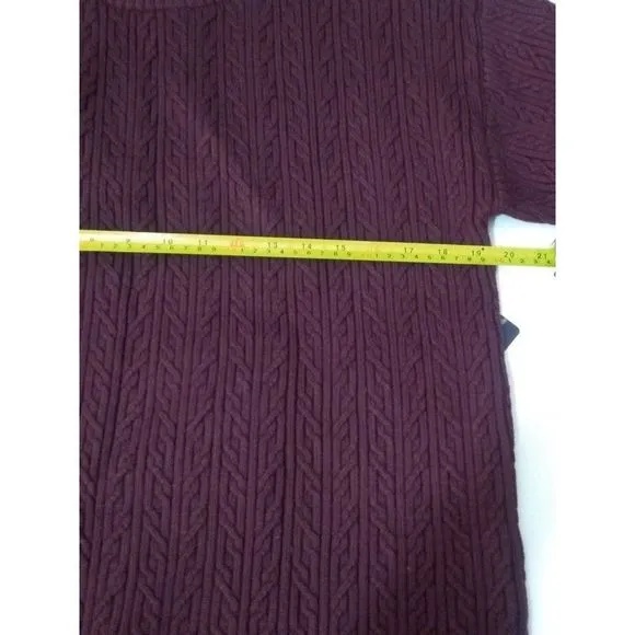 Rachel Rachel Roy Women's Tassel Trim Crew Neck Sweater Burgundy 2X