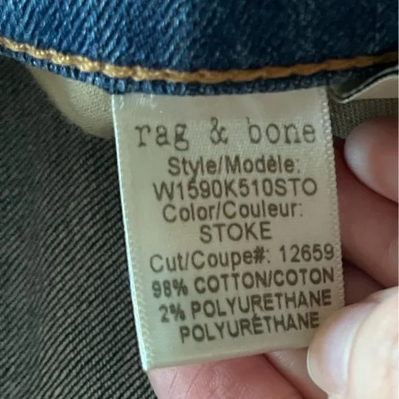 Rag &amp; Bone Dre Low Rise Slim Fit Jean Size 24 Stoke