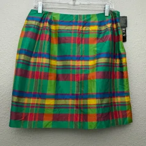 Ralph Lauren Barbados 100% Silk Green Plaid Mini Skirt Size 12 Petite NWT