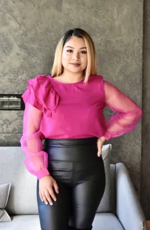 Raspberry Ruffle Organza Top