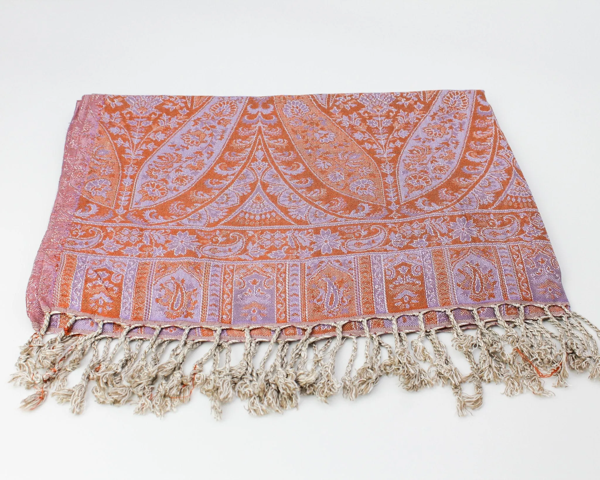 Rayon Fringe Shawl / Rust