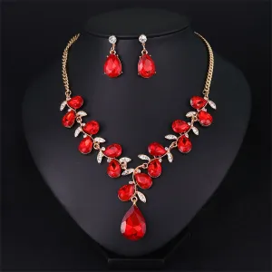 Red Crystal & 18K Gold-Plated Botany Drop Earrings & Necklace