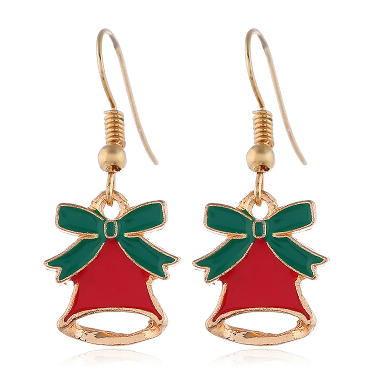 Red Enamel & 18K Gold-Plated Jingle Bell Drop Earrings Set