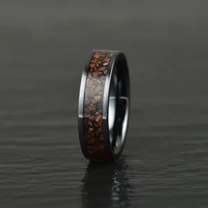 Red Rex - Dinosaur Bone Tungsten Women's Wedding Band 4MM