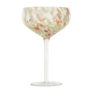 Red/Green Confetti Stemmed Champagne Glass