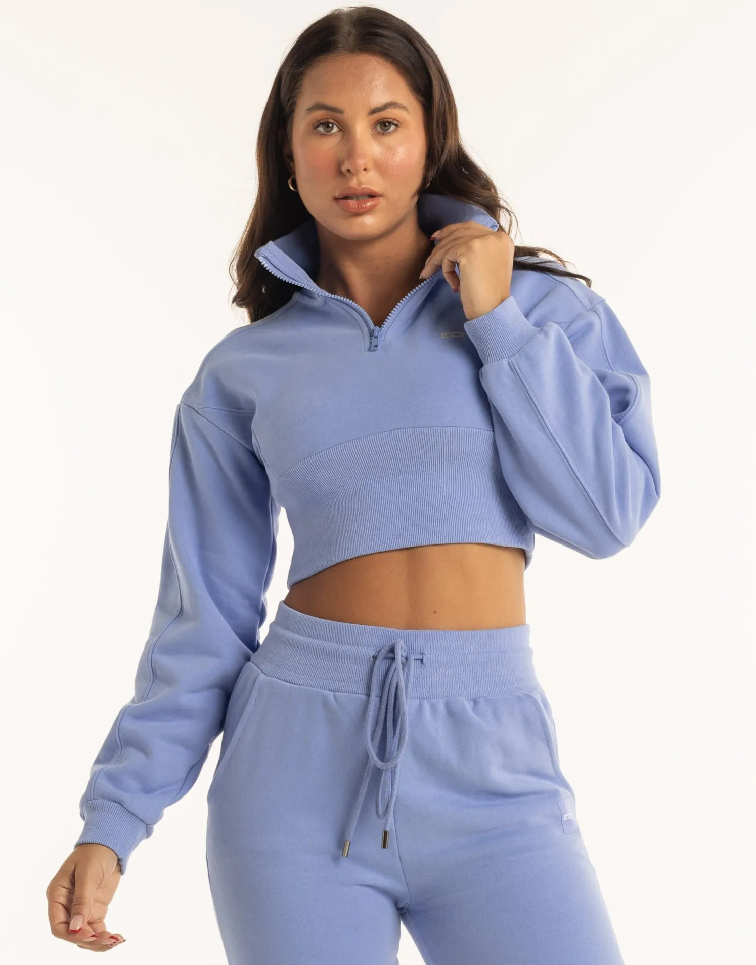 Revere 1/4 Zip Crewneck Sweater - Hydrangea Blue