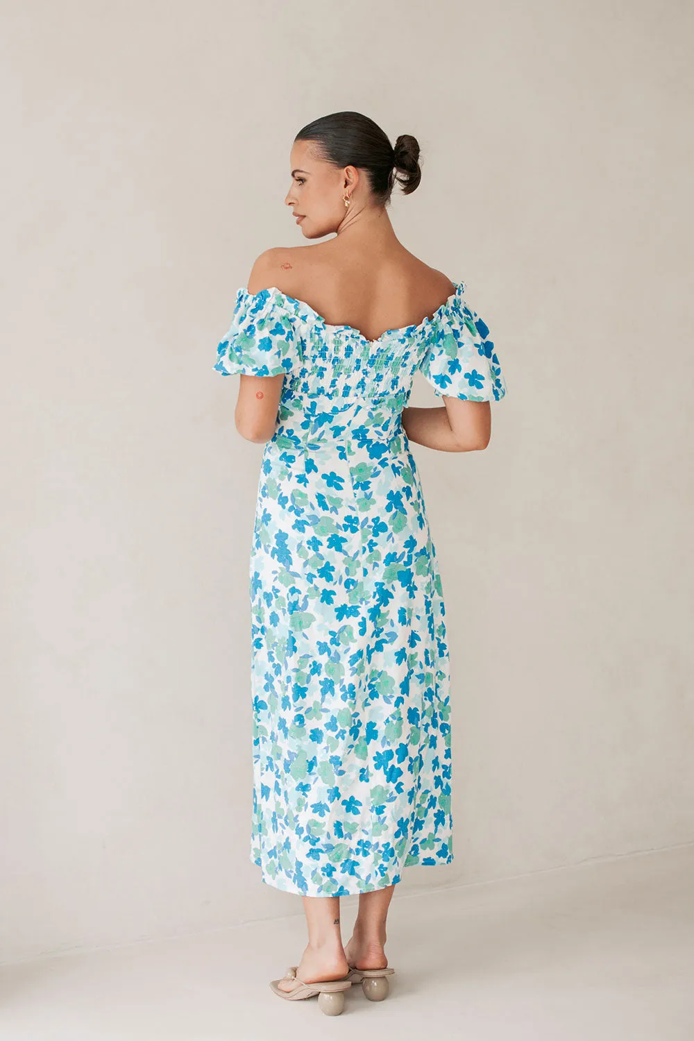 Rhi Off Shoulder Dress - Brushed Floral