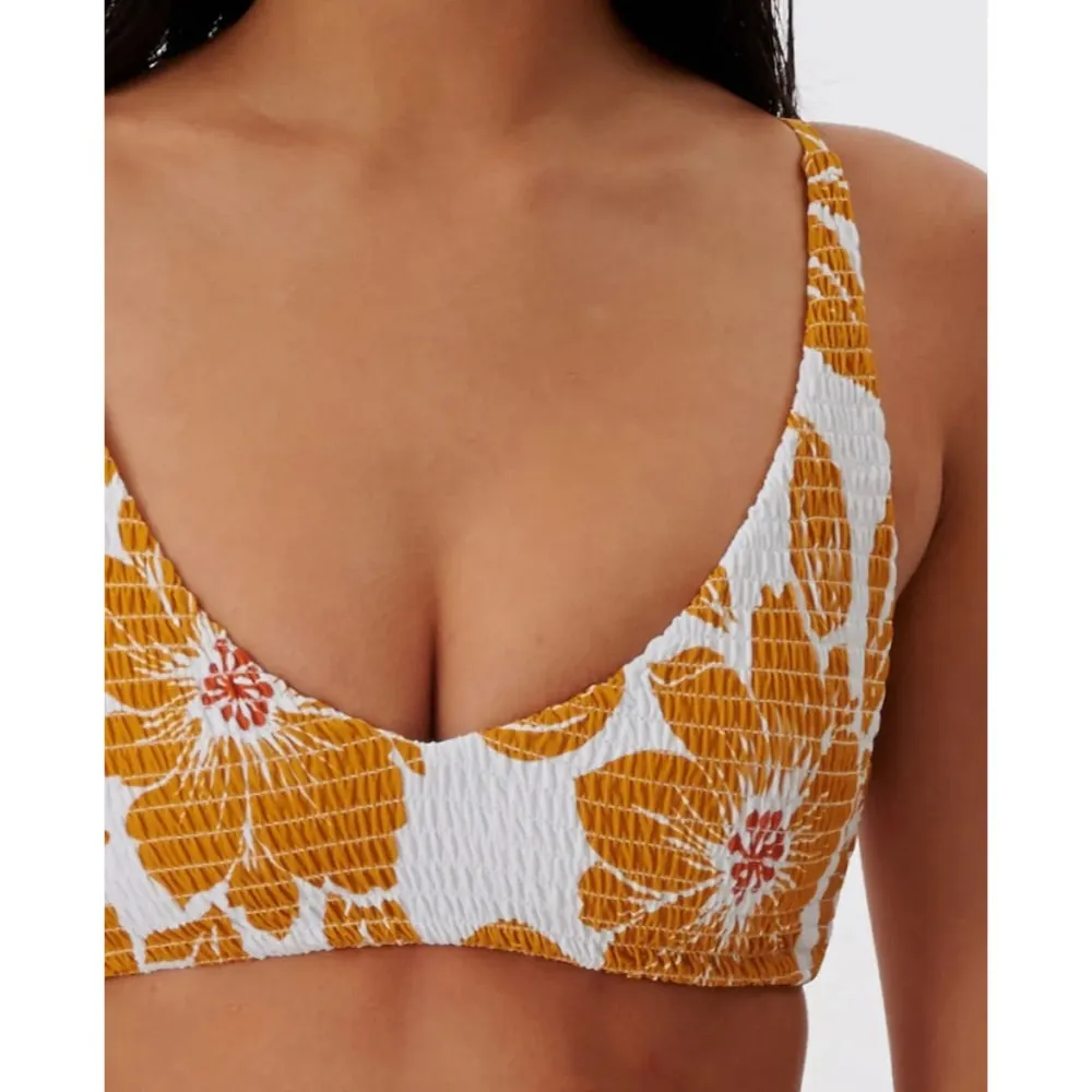 RIP CURL AZALEA SHIRRED LONG LINE TRI TOP GOLD