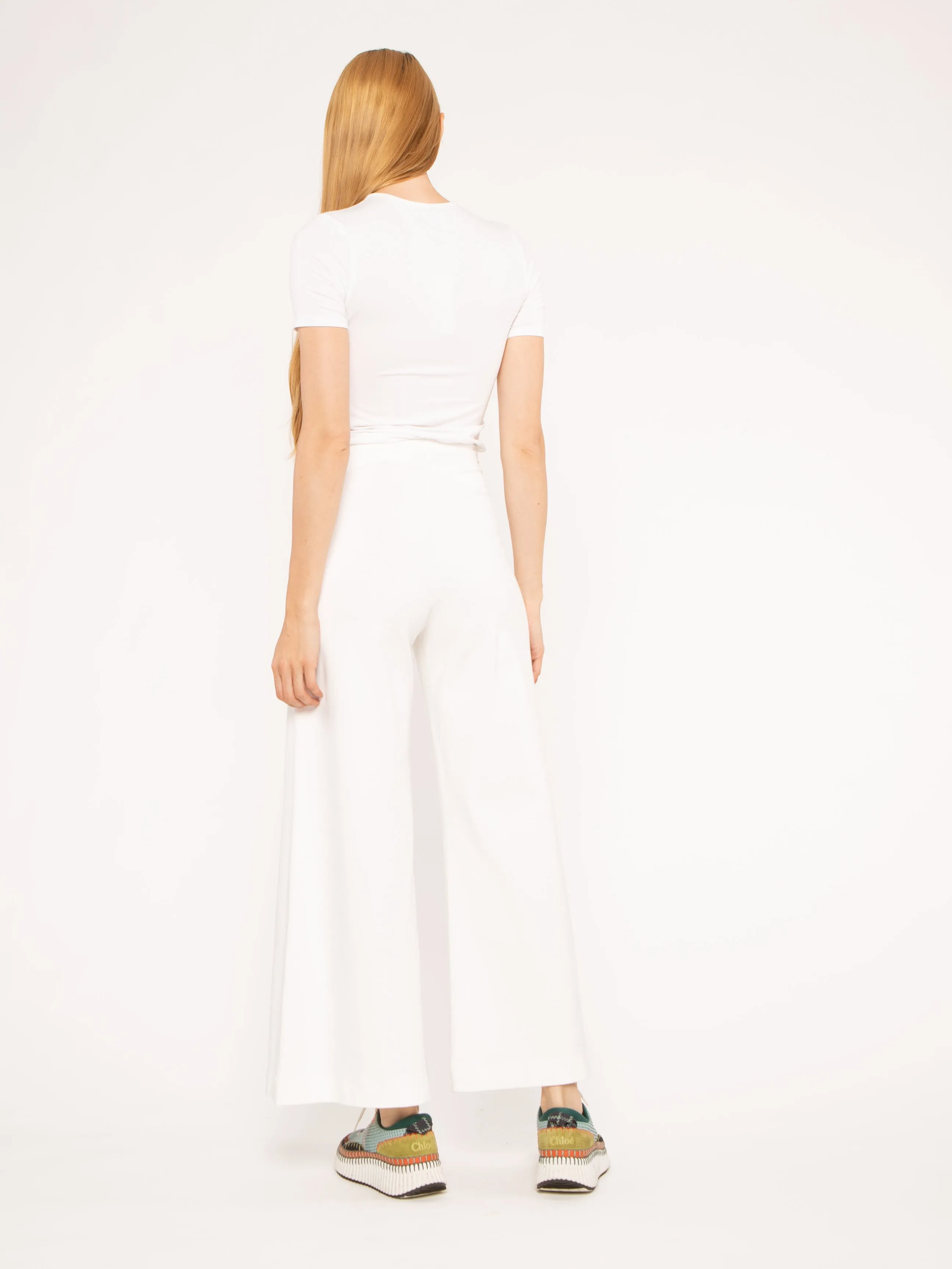 Ripley Rader Off-White Ponte Knit Wide Leg Pant: Cropped
