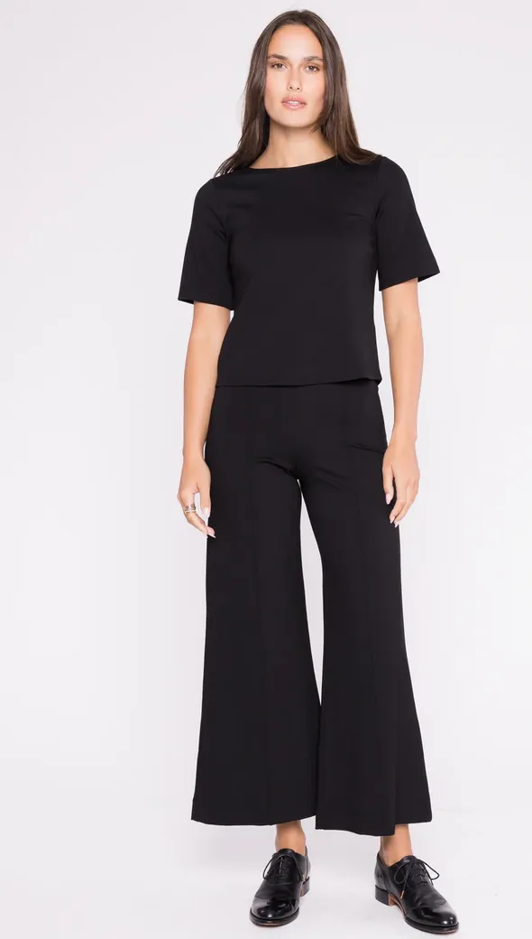 Ripley Rader Ponte Knit Wide Leg Pant: Cropped in Black