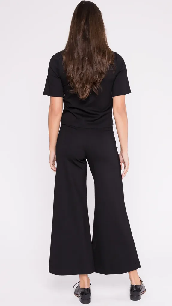 Ripley Rader Ponte Knit Wide Leg Pant: Cropped in Black