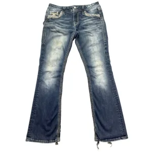 ROCK REVIVAL TANSY Women's Mid Rise Curvy Boot Denim Blue Jeans Sz 28 Fits 30&quot;