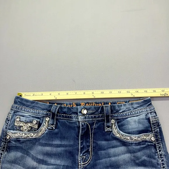 ROCK REVIVAL TANSY Women's Mid Rise Curvy Boot Denim Blue Jeans Sz 28 Fits 30&quot;